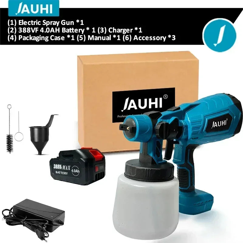 JAUHI 1500W 1000ML Cordless Electric Spray Gun with Battery Household Disinfection Sterilization Portable Paint Sprayer