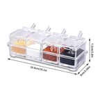 Kitchen Spice Pot 4 Transparent Seasoning Boxes, Storage Containers Seasoning Cans Acrylic Seasoning Boxes With Lids And Spoons