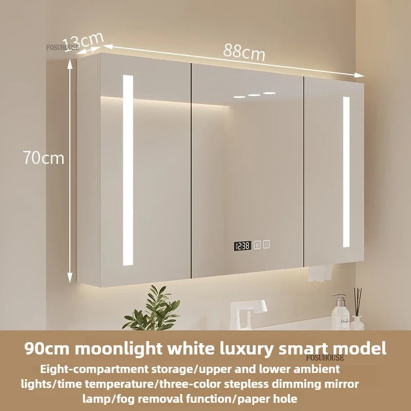 Bathroom Wall Mounted Mirror Cabinet Modern Smart Bathroom Cabinets with Mirror Creative Bathroom Storage Cabinet Home Furniture