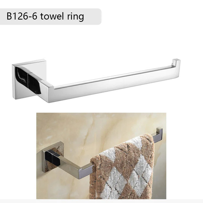 Chrome Polished Bathroom Hardware Mirror Chrome Polished Towel Rack Toilet Paper Holder Towel Bar Hook Bathroom Accessories