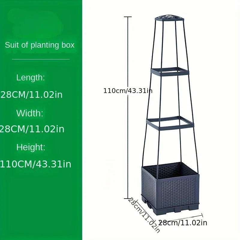 Tomato tower with self watering planting box and trellis - for climbing plants, indoor and outdoor garden support 1 set