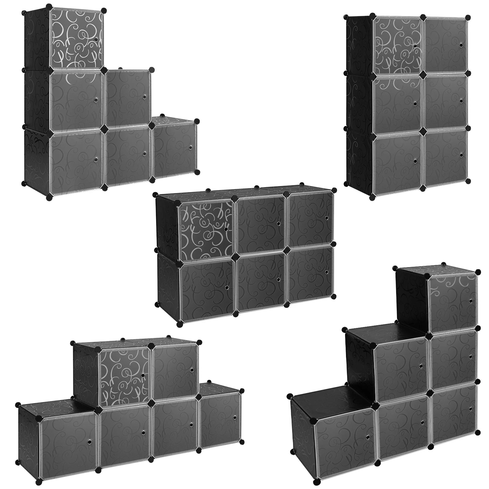 WOLTU Stackable Shoe Cabinet Shoe Rack with 6 Stacking Boxes Door DIY Boltless Shelf Plastic Box for Shoe Storage Organizer