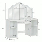 Vanity Table Set Makeup Dressing  Girls Study Table Tri Folding Mirror