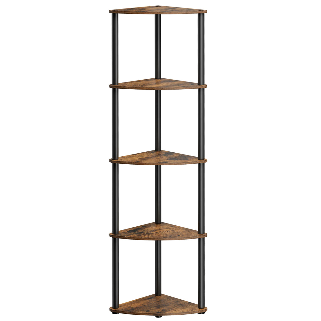 SONGMICS HOME Superfast Toolless Assembly, Corner Shelf Stand, 5-Tier Corner Standing Shelf, Living Room, Bedroom, Kitchen