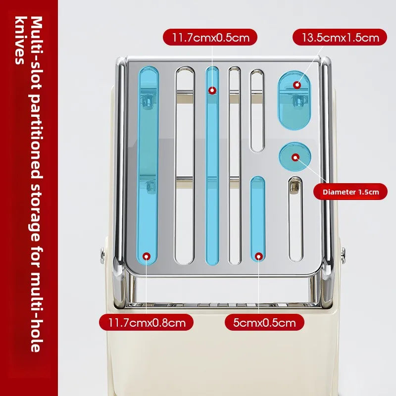 Knife Rack Kitchen Household Countertop Knife Holder Integrated Knife Block Storage Rack Detachable Draining No Installation Nee
