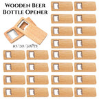 10-50PCS Wood Beer Bottle Opener with Wooden Handle Corkscrew Steel Square Openers Bar Kitchen Wedding Party Gift DIY Crafts