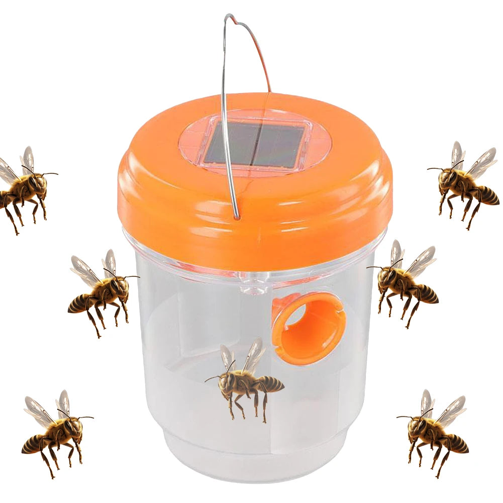 Solar Wasp Trap Waterproof Outdoor Hanging Trap Non-Toxic Bee Hornet Traps Wasp Fly Trap Light Reusable Garden Fruit Fly Catcher
