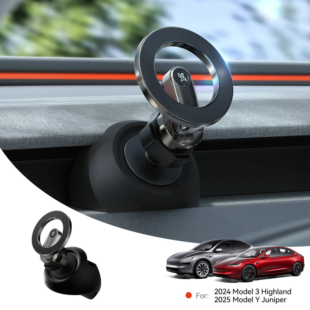 YZ For Tesla Magnetic Car Phone Holder 2025 Model 3 Y Highland Juniper Air Vent Mount Car Bracket Stand 360 Degree Rotatable