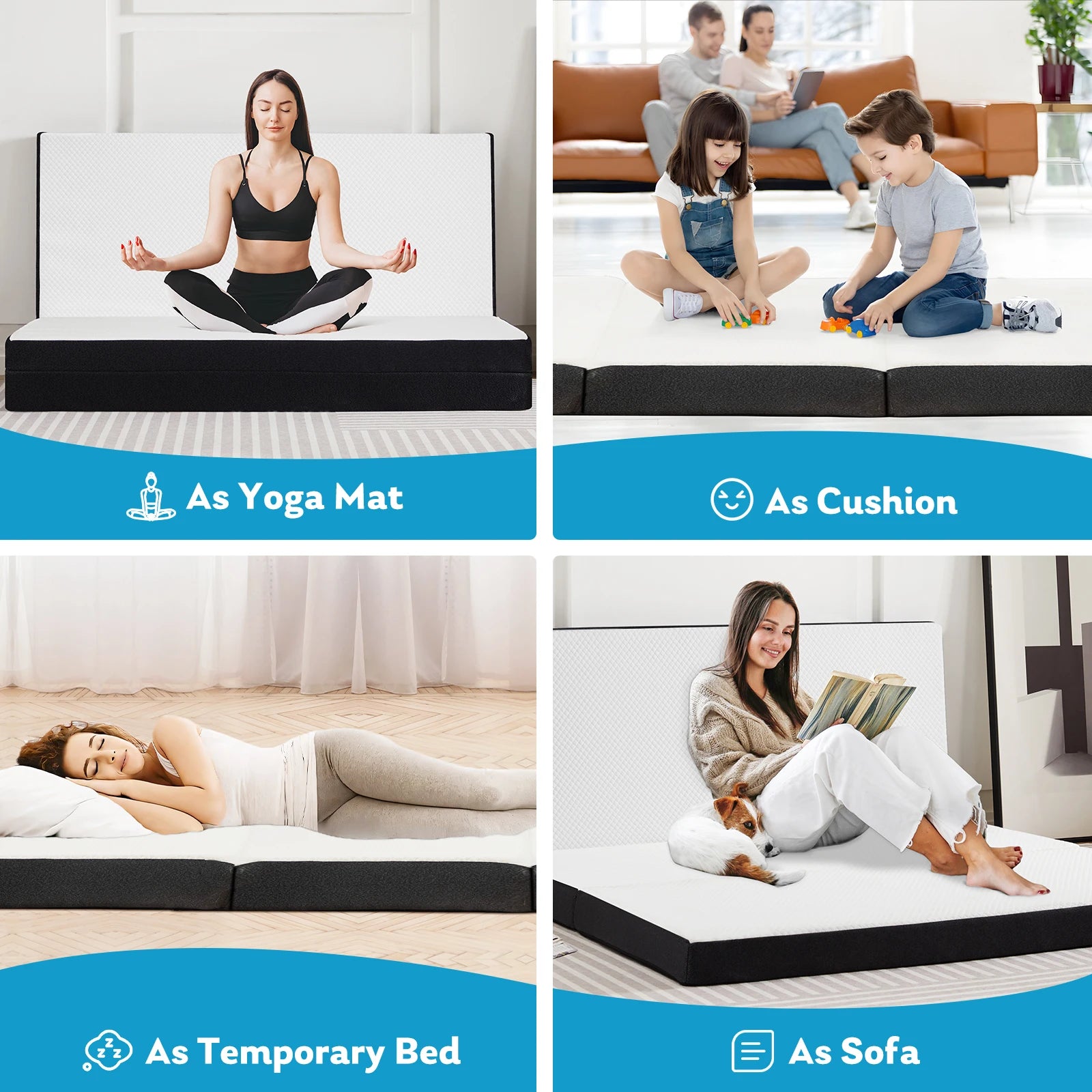 Three-Fold Portable Floor Bed