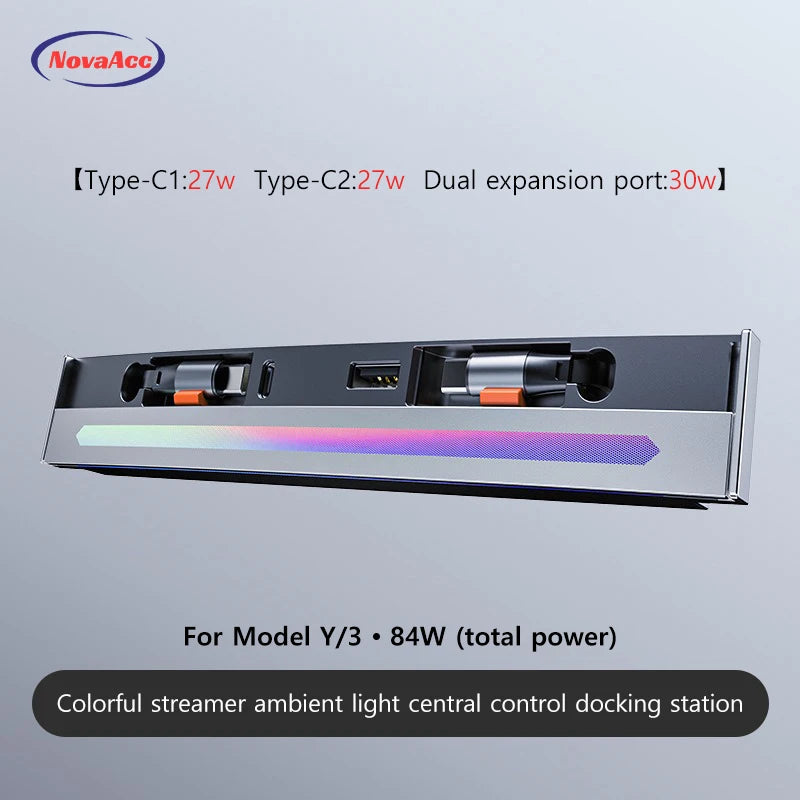 84W Retractable USB Hub for Tesla Model 3/Y (2021-2025)