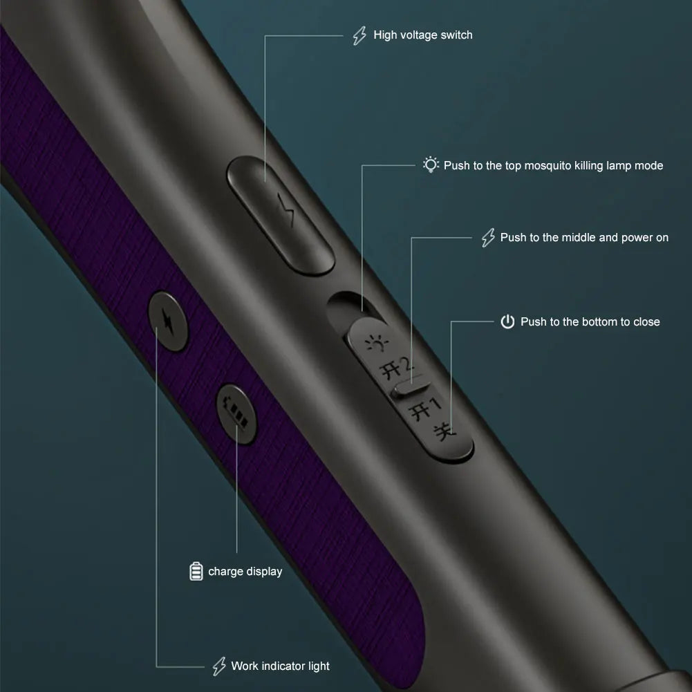 2-in-1 Mosquito Killer Lamp Multifunctional Angle Telescopic Mosquito Swatter Rechargeable Mosquito Swatter Electric Fly Swatter