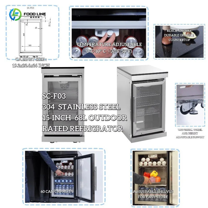 Customized smart closeable shed outdoor kitchen cabinet with sink refrigerator pizza oven and speaker for garden bar BBQ cooking