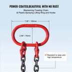VEVOR 3T Chain Sling 6 ft Heavy Duty Lifting Chains with 2 Leg Grab Hooks G80 for Engine Manual Hoist Lifting Tool