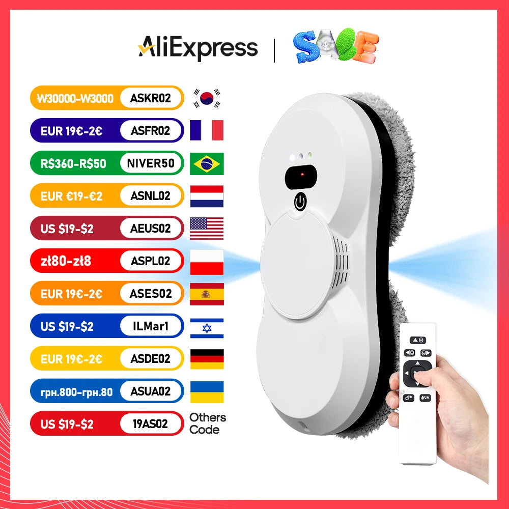 Super Bo Robot Vacuum Cleaner Window Cleaning Robot Window Vacuum Cleaner Electric Glass Linpia Chip Remote Control