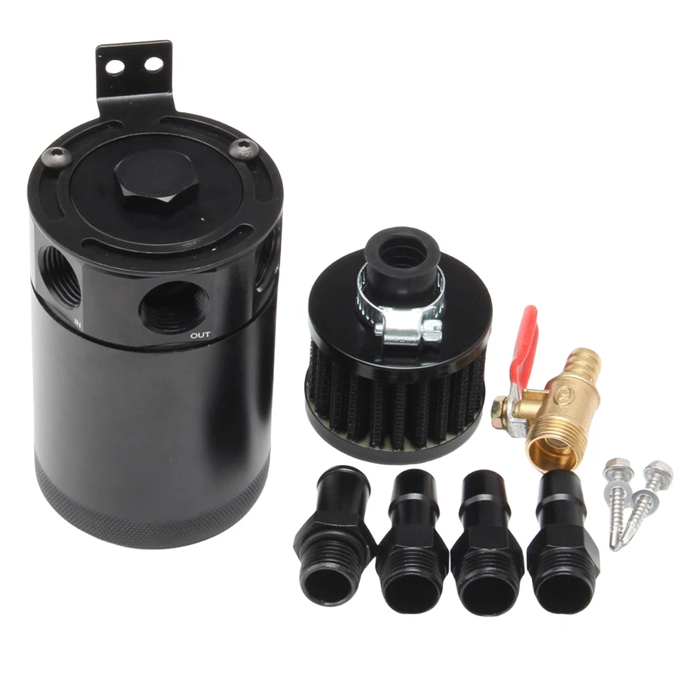 Universal Car Baffled Reservoir Separator Aluminum Alloy Car Oil Catch Reservoir 2/3 Port Fluid Filter Cylinder Tank Fuel Tack