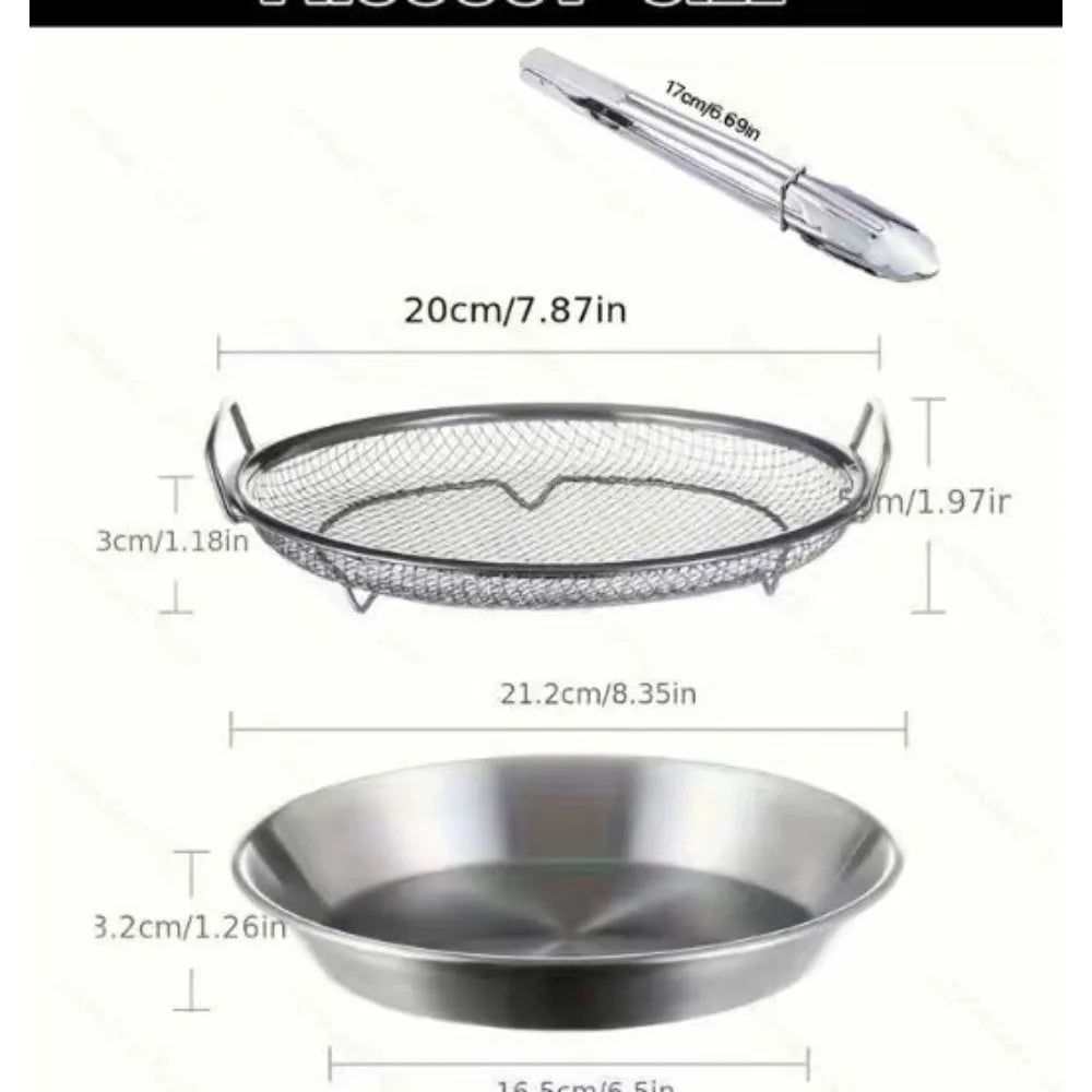 3Pcs Kitchen Accessories, Stainless Steel Drain Basket, Tray & Food Tongs, Durable Kitchen Tools, Practical Kitchen Items