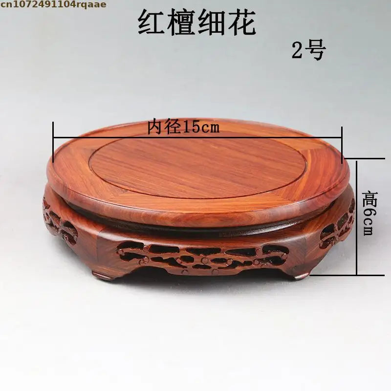 High Quality Miniature Wooden Round Base Figurines Vase Flower Pot Sorting Table Display Stand Tea Sets Pedestal Plant Shelves