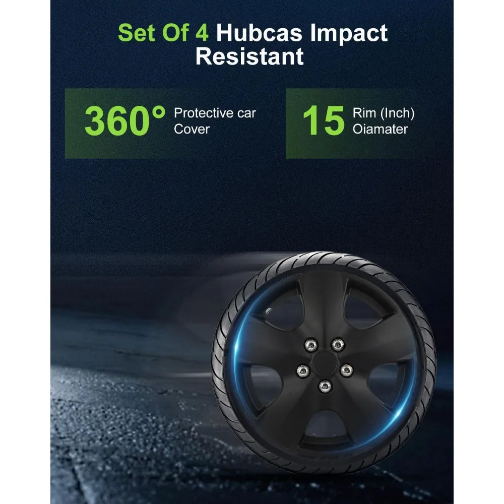 Hubcap Auto Tire Replacement Exterior Cap OEM Steel Wheel Hubcaps Wheel Cover Rim 15 Inch Set of 4 PP Hub Caps Universal Snap On