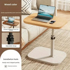 Luxury Adjustable Height Sofa Side Table Portable C-Shape Coffee Table with Cork Finish for RV Home Office Living Room Bedroom