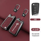 Leather Car Remote Key Case Fob Cover Protector Holder Shell For VW Volkswagen Golf 7 MK7 Tiguan MK2 T-roc T-cross Accessories