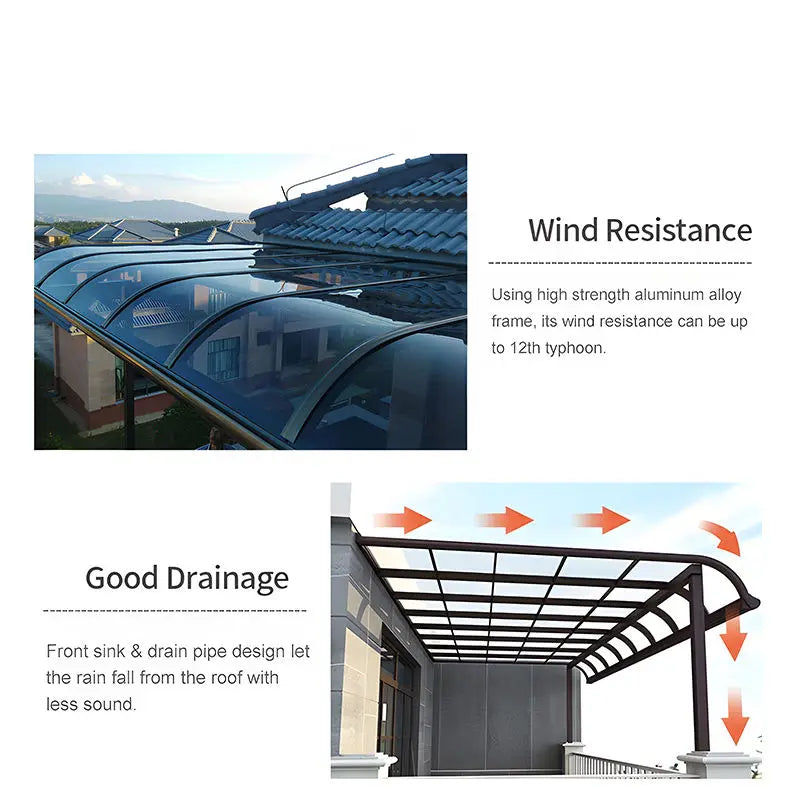 Outdoor Aluminum Awning with Durable Polycarbonate Sheet – Ideal for Window or Door Shade, Rain & UV Protection All Year