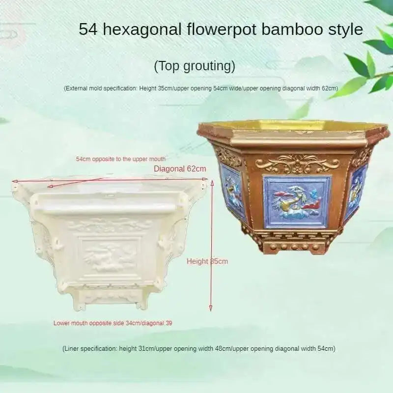 Hexagonal Cement Flowerpot Mold Home Garden Balcony Bonsai Pot Template Concrete Cast-in-place Homemade Plastic Flowerpot Mold