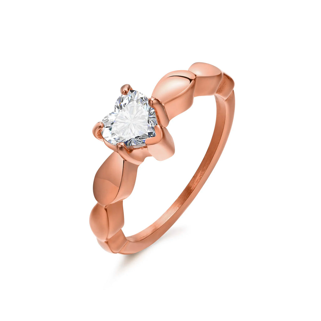 Vnox Romantic Heart CZ Stone Couple Wedding Rings - Black Stainless Steel Engagement Bands for Women & Men | AlluCanFind