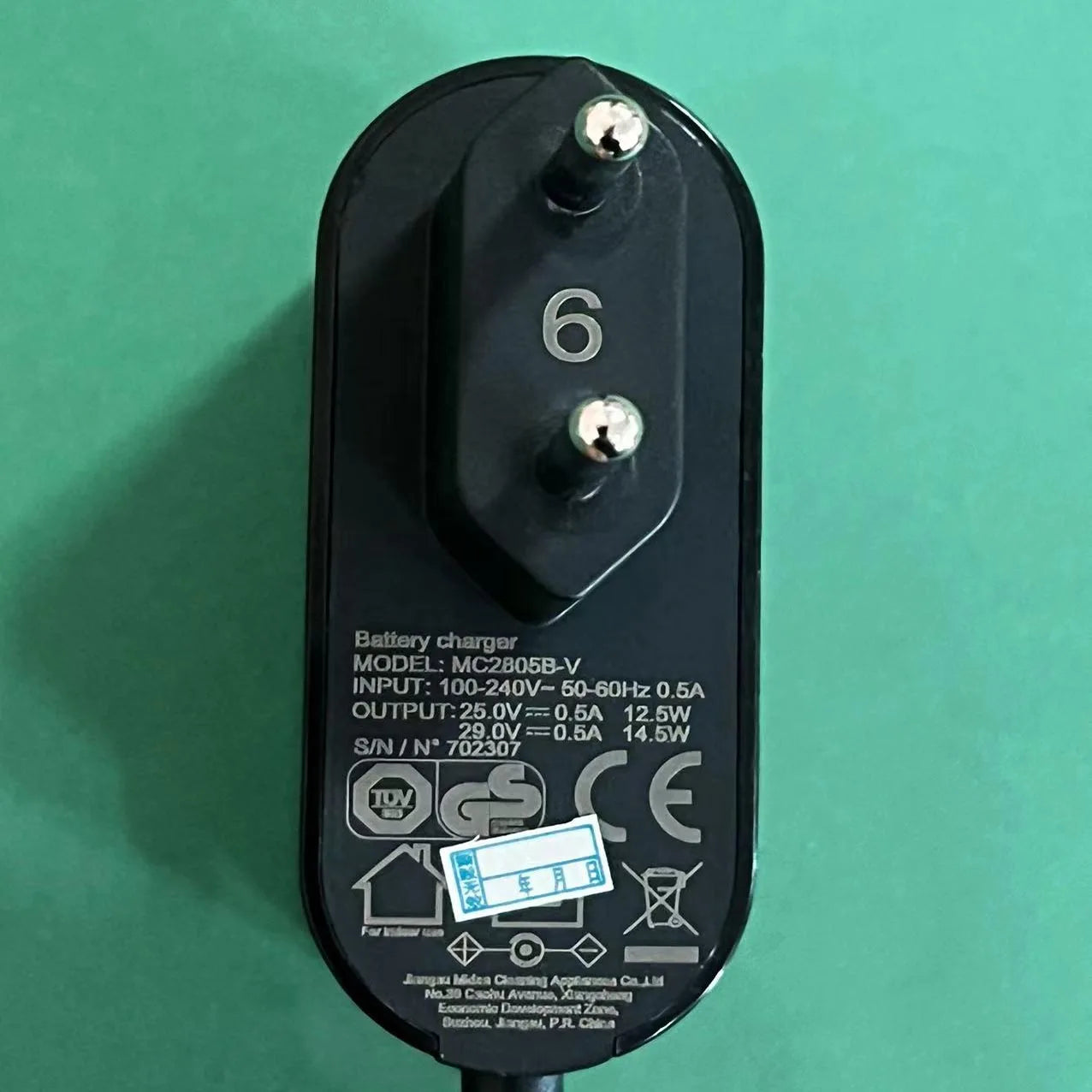 MC2805B-V 0.5A EU Power Charging Adapter for Midea Wireless Vacuum Cleaner V5 P5s P5 pro P6 P6 Snow 25v