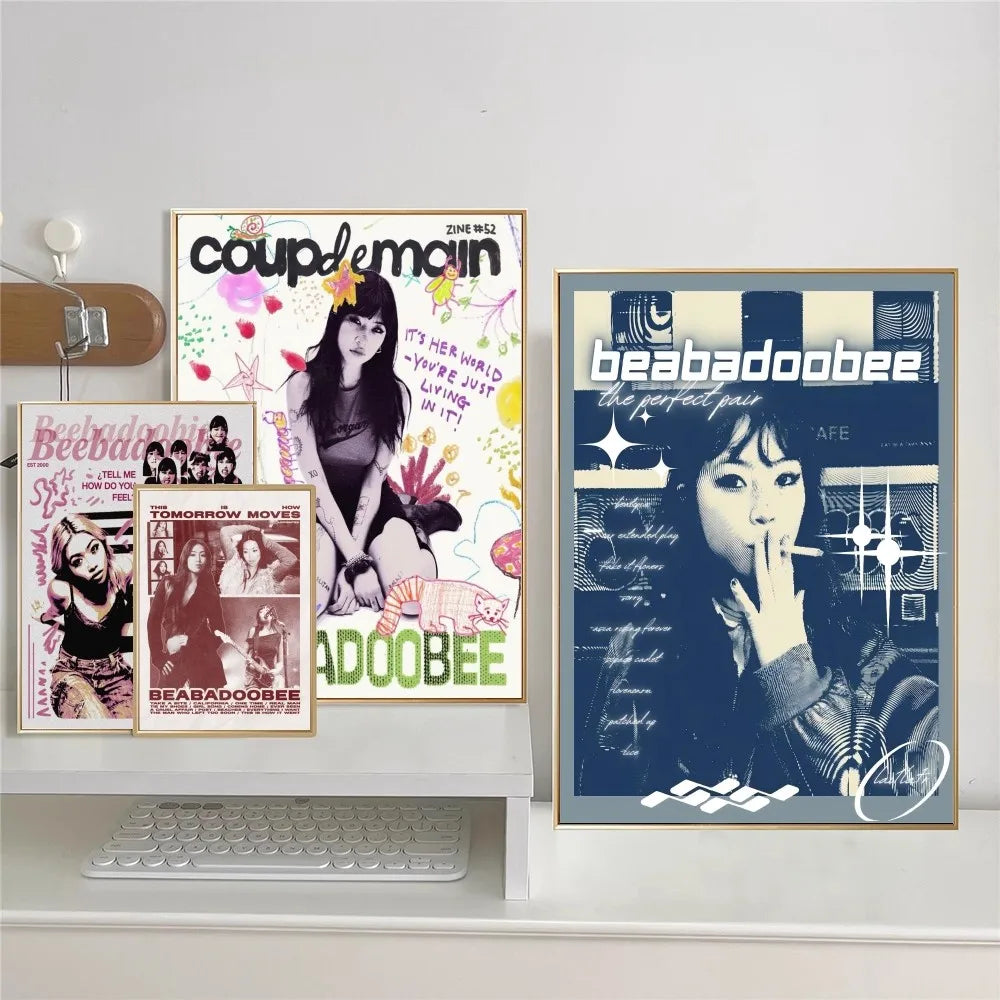 Singer Beabadoobee Movie Sticky Posters Fancy Wall Sticker for Living Room Bar Decoration Vintage Decorative Painting