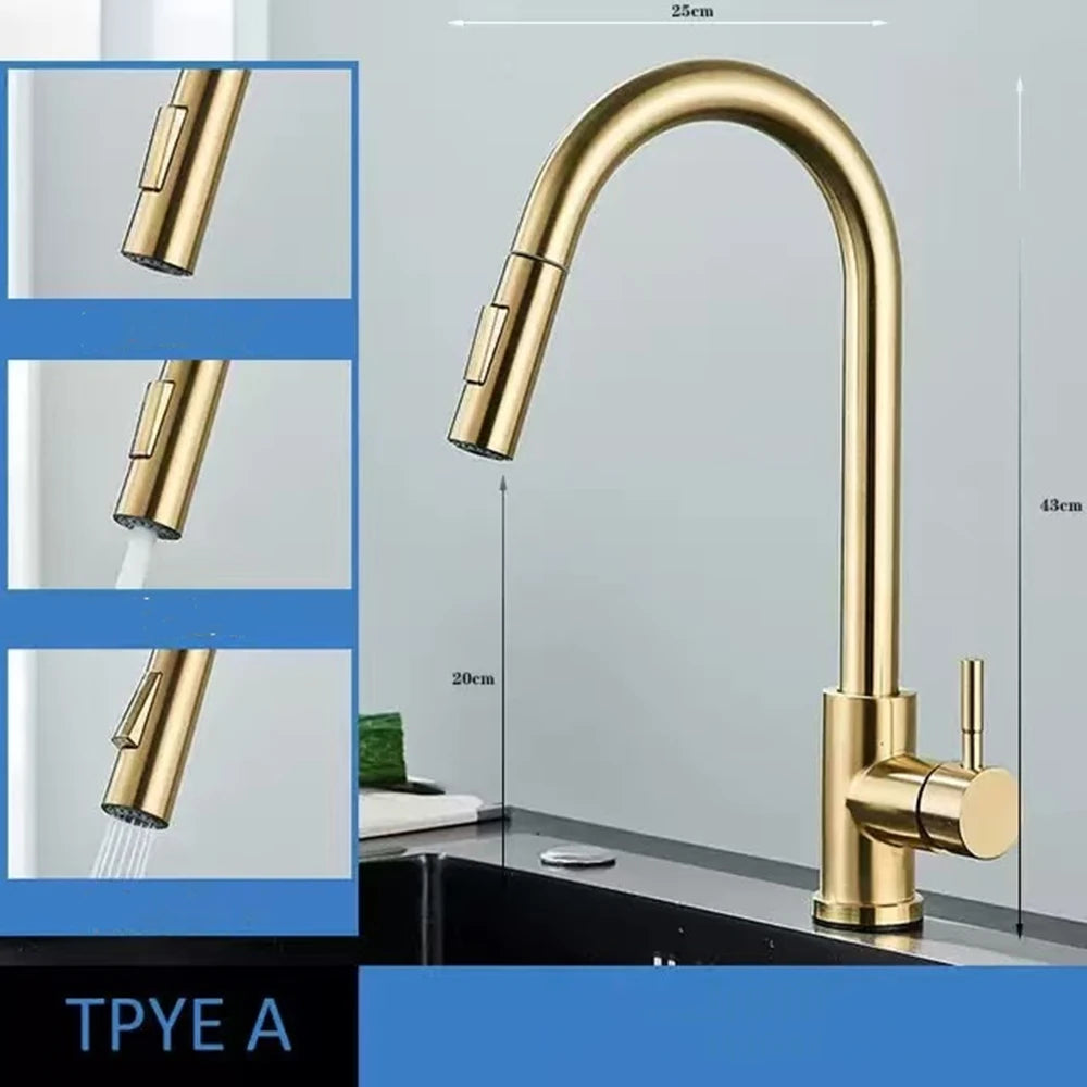 Kitchen Faucet Pull Out Brushed Nickle Stainless Steel Black Kitchen Mixed Tap Kitchen Sink Tap