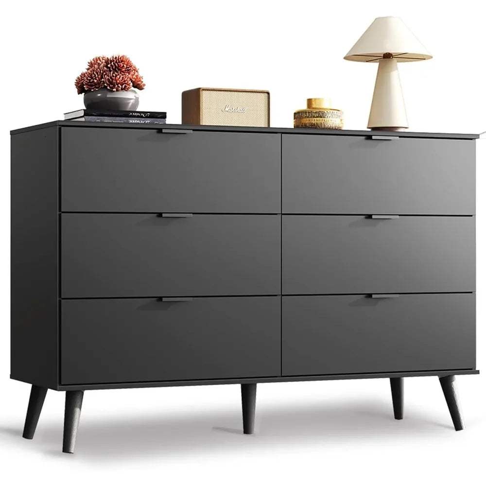 Wood Dresser Storage Organizer with Sturdy Metal Handle, TV Stand for 55 inch TV, Chest of Drawers for Living Room, Hallway