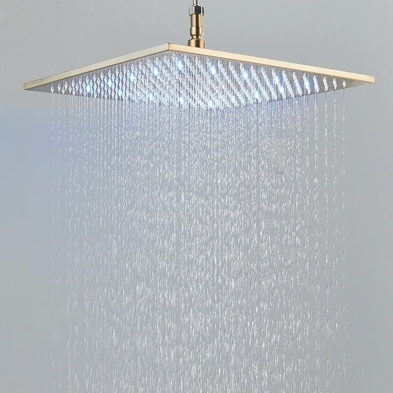 304 Stainless Steel 16 Inch Rain Shower Head Square Led Light Shower Faucet 40cm Rain Shower multiple styles Bathroom Faucet