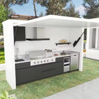 Custom White Outdoor Kitchen Modular Station Island BBQ Island with Countertop Customizable Grill Station for Garden Patio