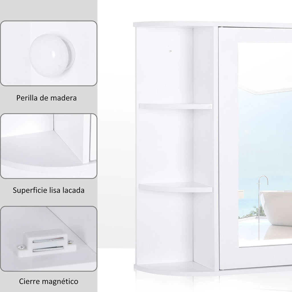 Homcom Bathroom Cabinet with Mirror with 1 Door 2 Interior Shelves 66X17X63 cm