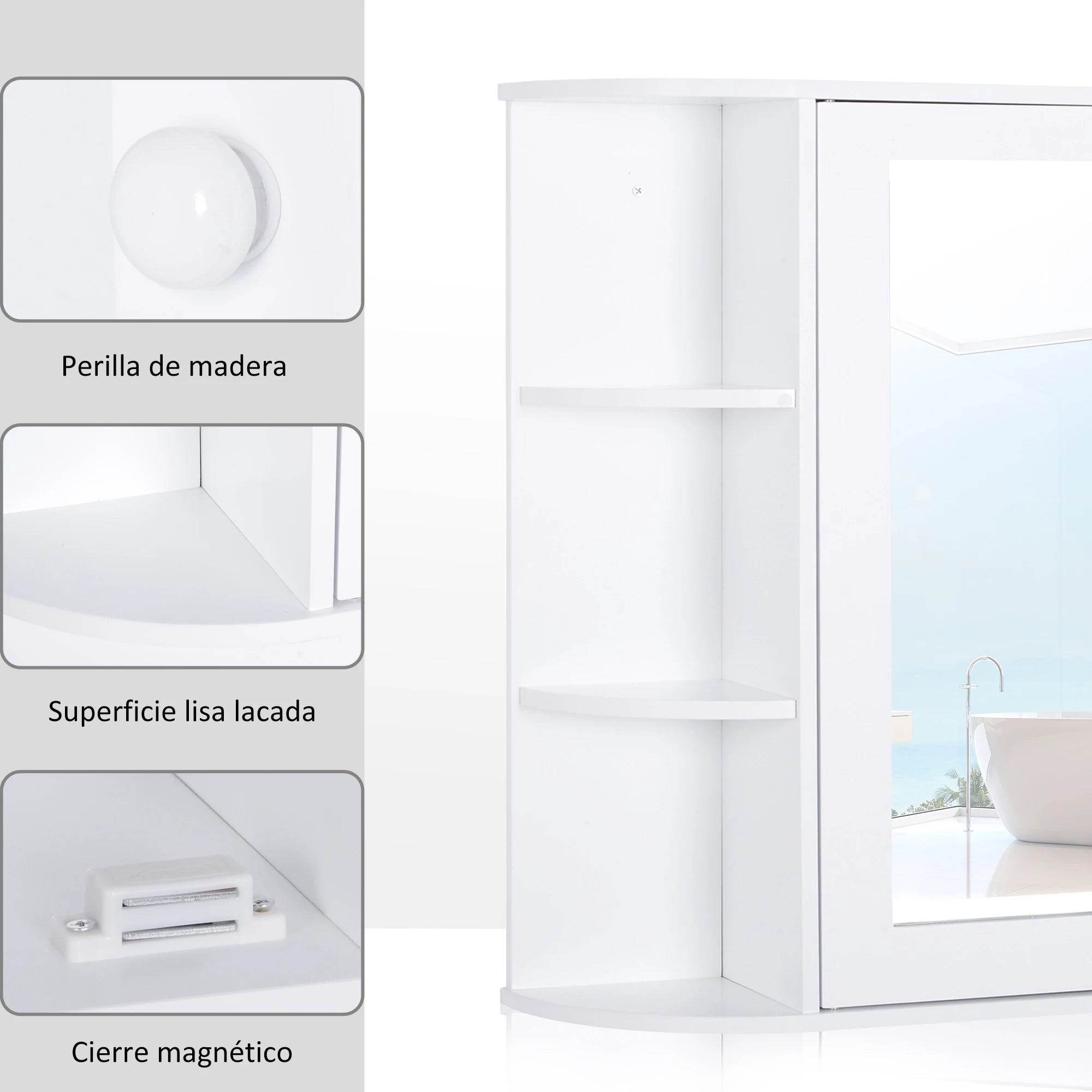 Homcom Bathroom Cabinet with Mirror with 1 Door 2 Interior Shelves 66X17X63 cm