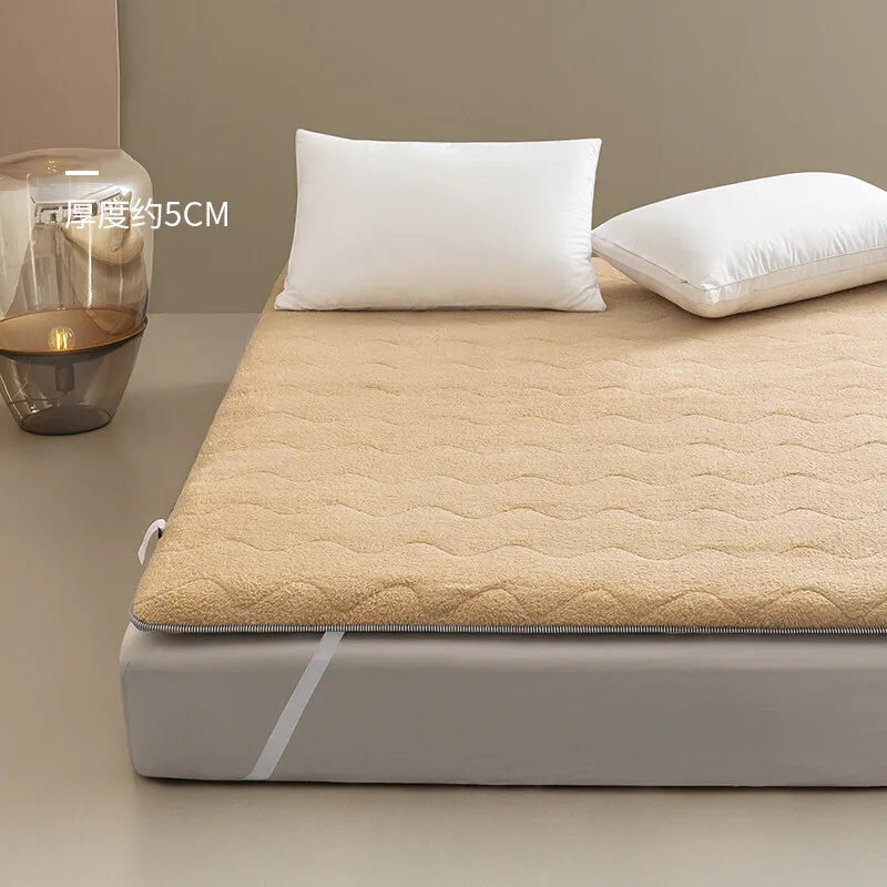 Wool Tatami Mattress Foldable Thick Warm Sleeping Pad Floor Mattress Topper for Winter Home Bedroom Dormitory Comfortable Use