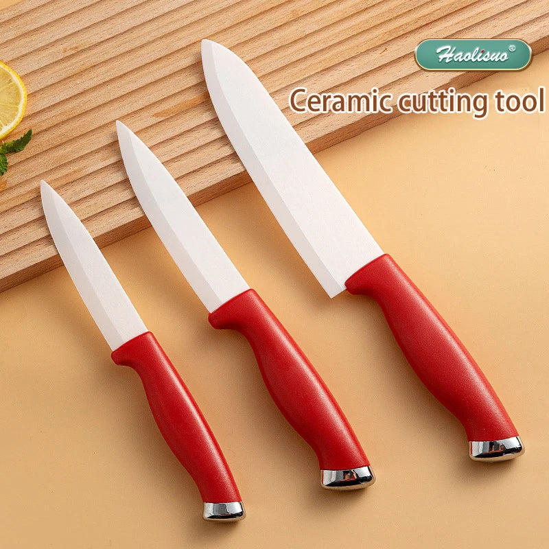 Kitchen complementary food knife, professional ceramic fruit knife with knife sleeve, multi-purpose knife 1/3 piece knife set