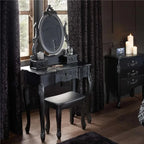 *retro dresser classic black solid wood bedroom princess makeup table American light luxury engraving