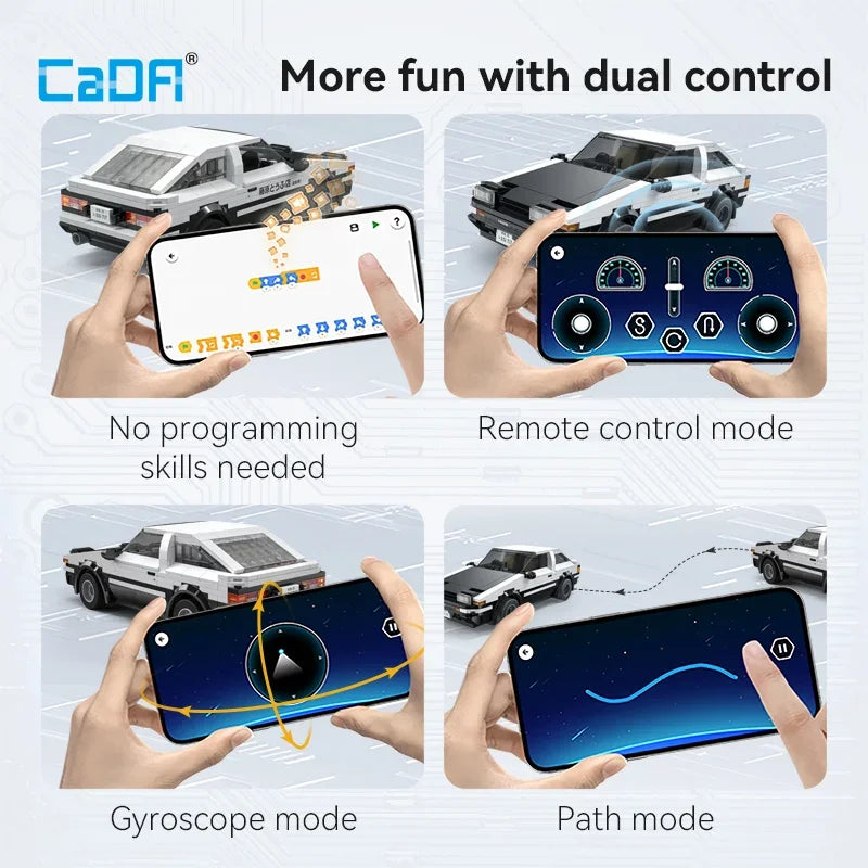 Cada New product 2025 City Technical RC Drift Racing Car Building Blocks AE86 Sports Car Bricks Adult Toys Festival Gifts