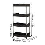 Storage Organizer With Wheels 3/4 Tier Organizer Utility Cart With Wheels Hollow Design Storage Shelves For Kitchen Work Area