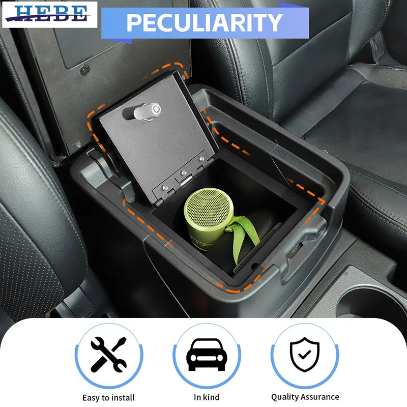 HEBE Armrest Safe Box For Mitsubishi Pajero 2007 2008 2009 2010 2011 2012 2013 2014 2015 2016 2017 2018 2019 2020 2021
