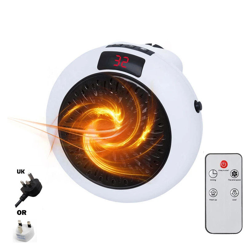 Electric Heater 900W Portable Plug In Wall Heater Room Heating Stove Remote Warmer Machine Home Office Warming Machine