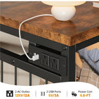 49.2" W Dresser for Bedroom with Hanging Rack 6 Drawers Dresser with LED Lights & Charging Station, Fabric Dressers & Chest of D