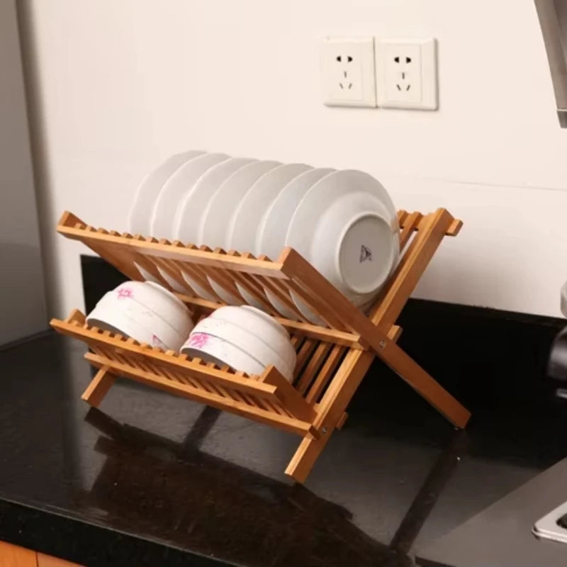 Nanzhu Kitchen Solid Wood Chopsticks Drying Rack Shelf Dish Drainer Solid Wood Chopsticks Rack Kitchen Storage Organizer