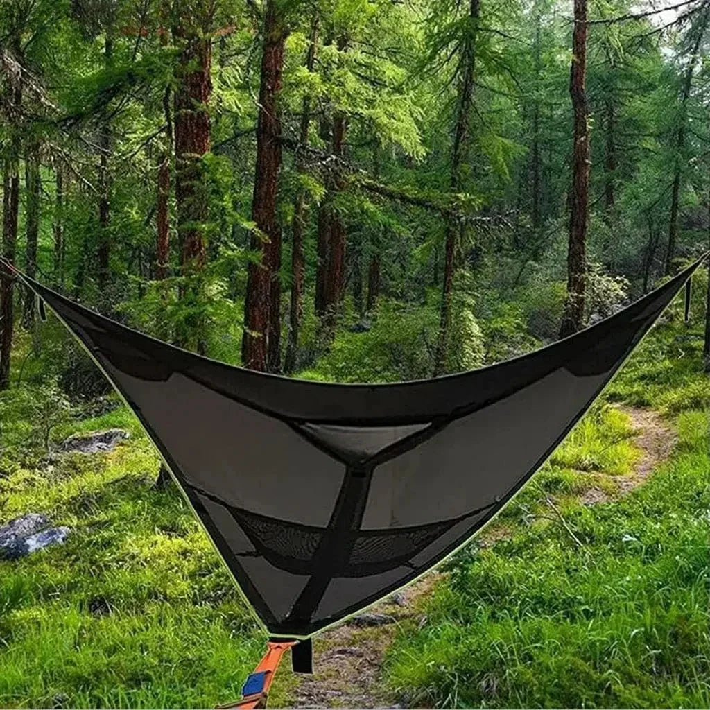Portable Triangle Hammock 4Mx4Mx4M Multi Person Aerial Mat Convenient Outdoor Camping Sleep Hammock Portable Hanging Bed