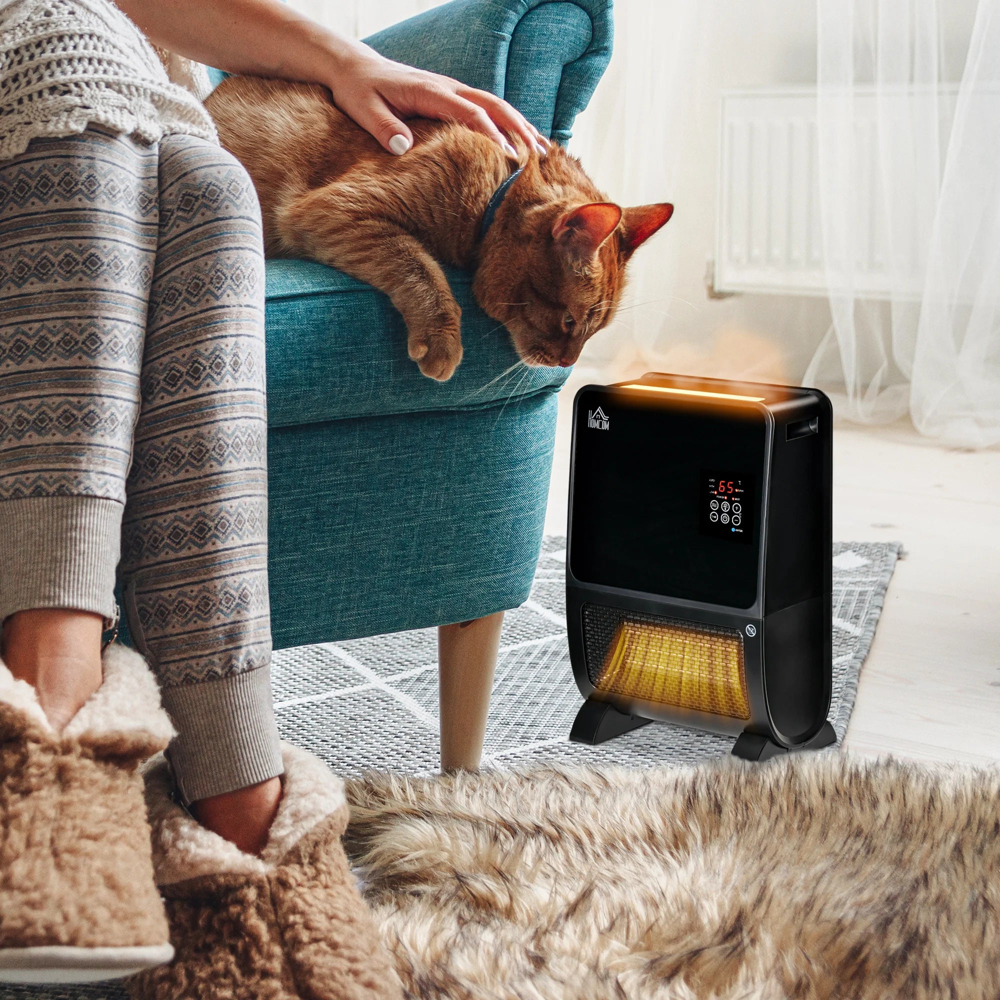 Homcom Portable Electric Heater 2000W Ceramic Radiator with Humidifier