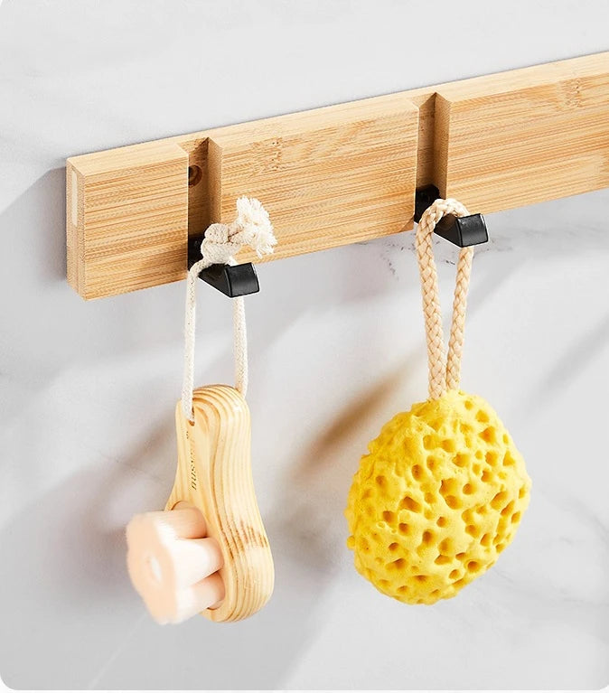 Foldable Wooden Coat Racks Bamboo Hallway Hat Hanger Bedroom Door Wall-Mounting Corner Room Kitchen Toilet Wall Invisible Hook