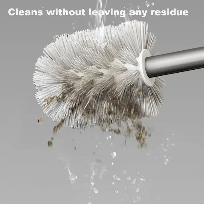 Wall-mounted Toilet Brush Punch-free Space Aluminum Toilet Brush No Dead Angle Toilet Brush Bathroom Cleaning Tool
