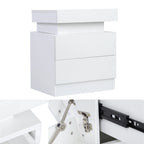 Modern Minimalist Bedroom LED Nightstand With Storage Unit With 2 Drawers Suitable For Bedroom/Living Room/Entryway