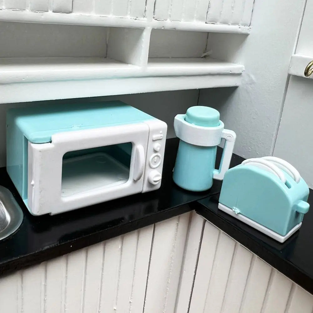 Doll House Furniture Toy Kitchenware Scene Model Mini Kettle Dollhouse Microwave Oven Miniature Bread Machine